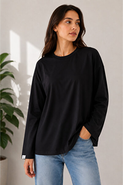 mahira collection Oversize Black Crew Neck Bodysuit