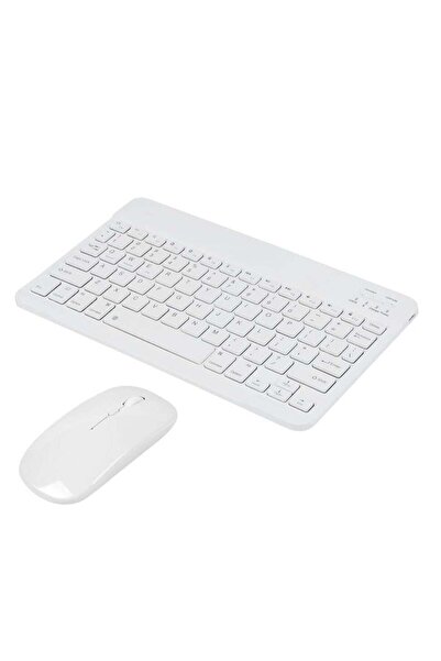 PopZa Rechargeable Bluetooth Keyboard & Mouse Combo – Wireless, White Finish