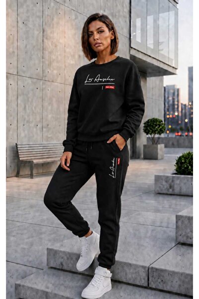 CLOTHES33 Zero Collar Sweat Suit 2-Piece Combination Winter Embroidered Handw...