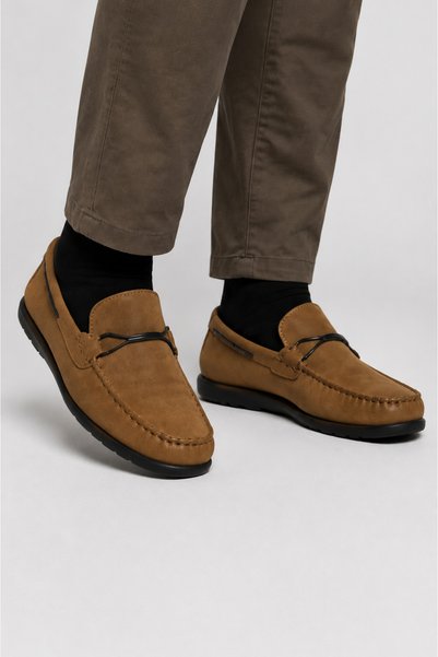Jagulep Men's Genuine Leather Shoes Beige