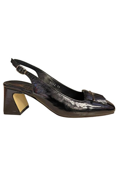 NISH N2552 Genuine Patent Leather Classic Heeled Shoes with Blunt Toe