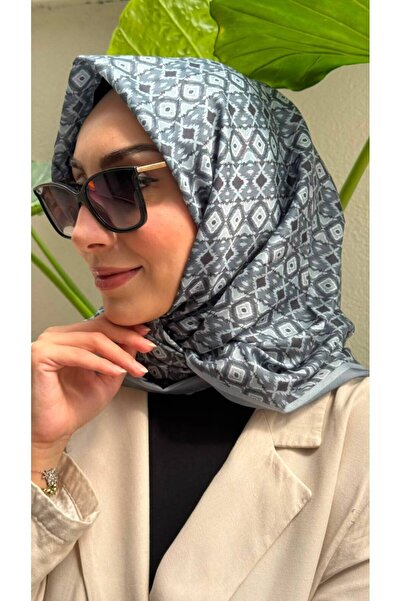 Firuze scarf Gray Riva Pattern Soft Cotton Scarf