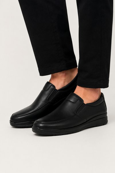 Jagulep Men's Orthopedic Genuine Leather Shoes Black