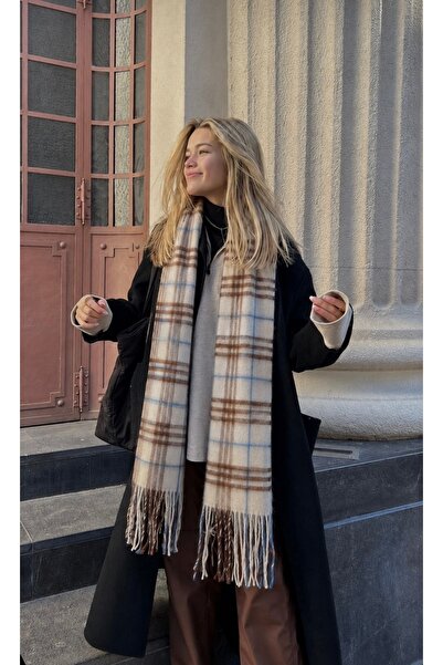 CSR AKSESUAR Women's Puffy Scarf Shawl Plaid Pattern Soft Textured Thick Wint...