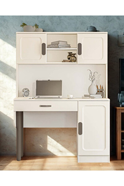 denimo Kitaplıklı Çalışma Masası / Komple MDF / Şık Tasarım / Ahşap Ayak