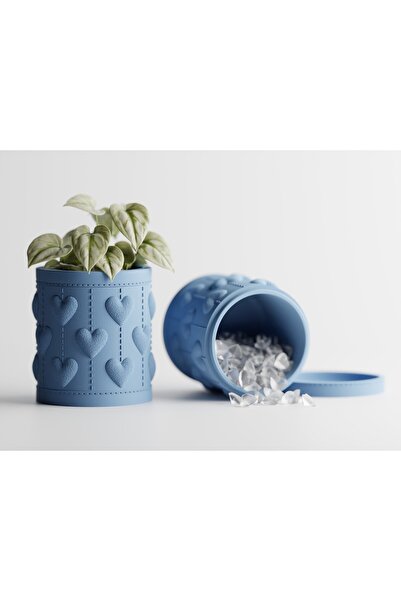 LayerCrew Borcan cu capac-ghiveci Amis 10.5 cm 10.4 cm 10.4 cm Muted Blue