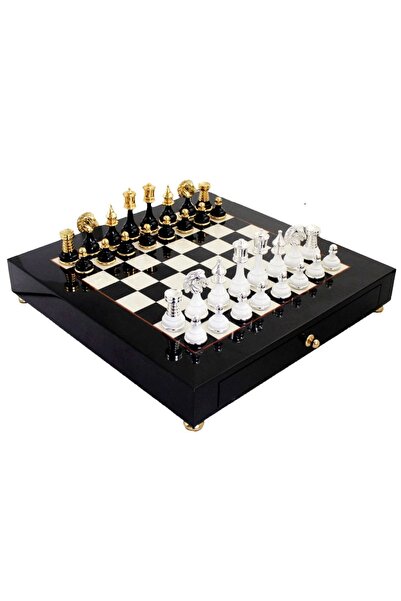 İTALFAMA Set de șah italian exclusiv: Royal Staunton (aur de 24K / argint 925...
