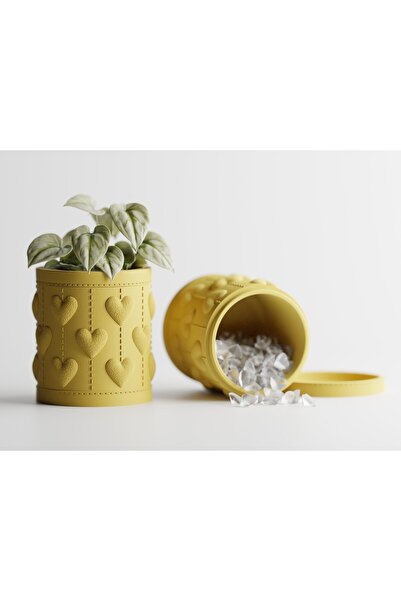 LayerCrew Borcan cu capac-ghiveci Amis 10.5 cm 10.4 cm 10.4 cm Yellow