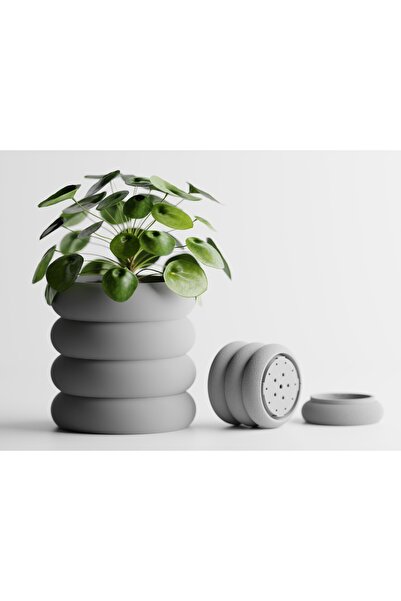 LayerCrew Ghiveci cu farfurie Fluxo 16.0 cm 15.3 cm 15.3 cm Ash Gray