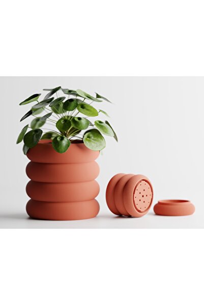 LayerCrew Ghiveci cu farfurie Fluxo 16.0 cm 15.3 cm 15.3 cm Muted Red