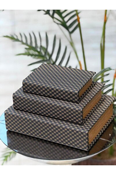Hinora 3-Piece Decorative Leather Book Box Set – Book-Looking Storage Box, Li...