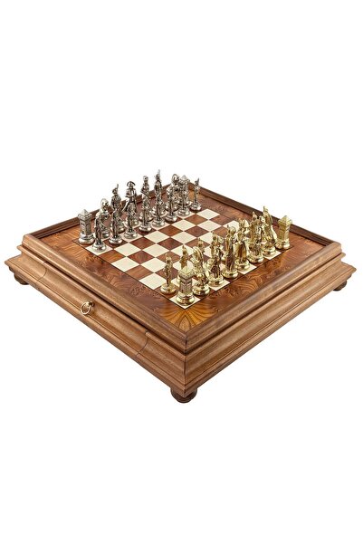 İTALFAMA Set de șah Napoleon - Set de lux cu piese istorice din metal de 10 cm