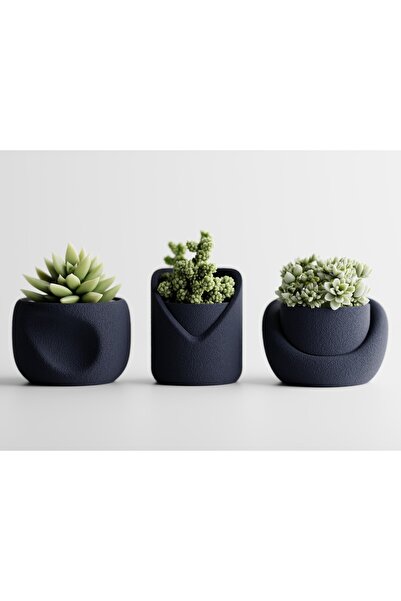 LayerCrew Set 3 ghivece Sinu 6.3 cm 8.9 cm 9.1 cm Dark Blue