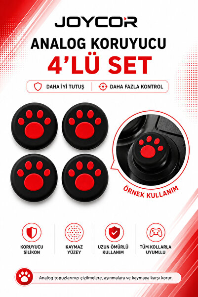 JOYCOR 4’lü Pati Desenli Analog Koruyucu Slikon Seti PS5 PS4 PS3 Xbox One S/X...