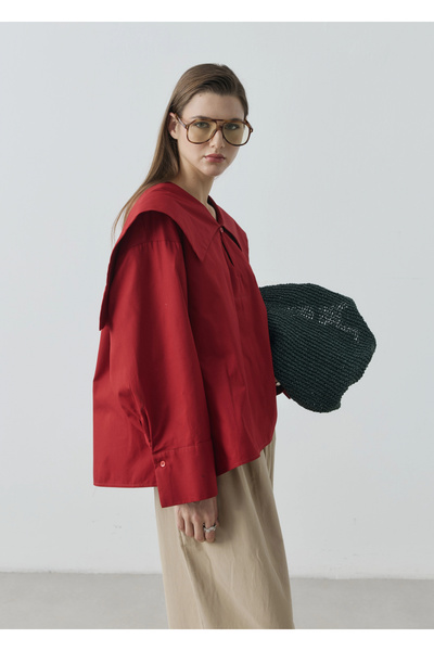 MODA AKSA RUBY CAPE BLUZ KIRMIZI