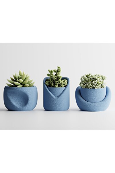 LayerCrew Set 3 ghivece Sinu 6.3 cm 8.9 cm 9.1 cm Muted Blue