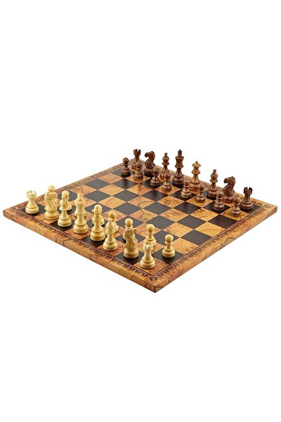 İTALFAMA Set de șah CLASSICO PREMIUM din lemn de salcâm, 9.1cm + Tablă de joc...