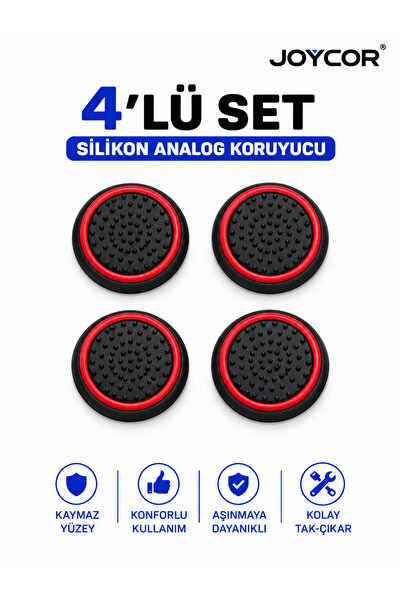 JOYCOR 4’lü Analog Koruyucu Silikon Başlık Seti PS5 PS4 PS3 Xbox One S Xbox 3...