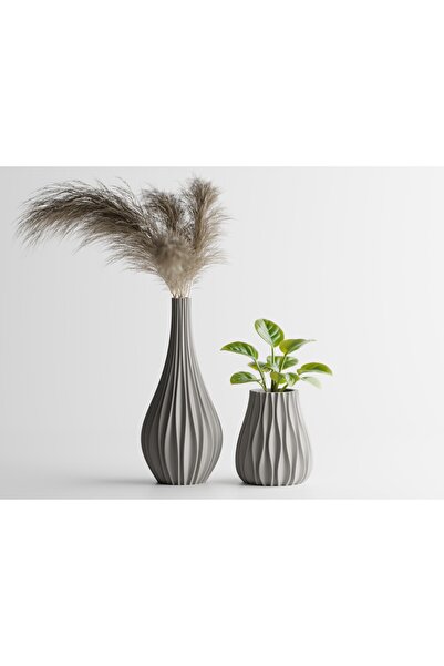 LayerCrew Set ghiveci și vază Vinus 10 cm 11.3 cm 11.4 cm Gray
