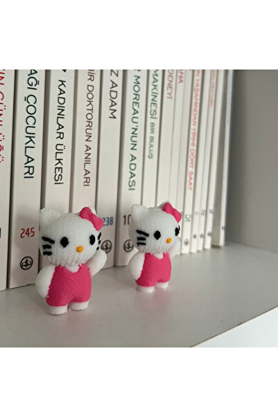 Hello Kitty Kitaplık Dekoru Mini 2 Adet – Pembe Masaüstü Aksesuarı Hediye Kutulu Gönderim