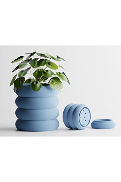 LayerCrew Ghiveci cu farfurie Fluxo 16.0 cm 15.3 cm 15.3 cm Muted Blue