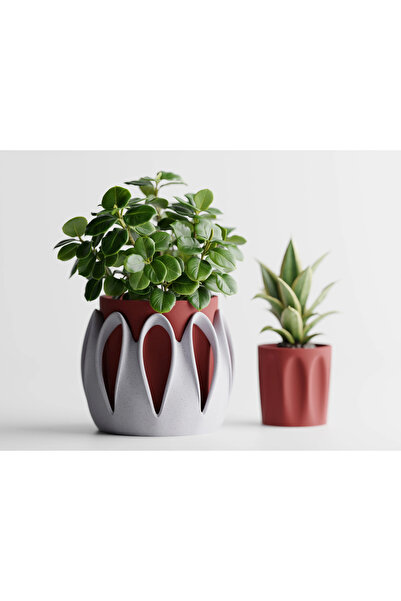 LayerCrew Ghiveci decorativ Nidoris 7.9 cm 14 cm 10 cm Marble Dark Red