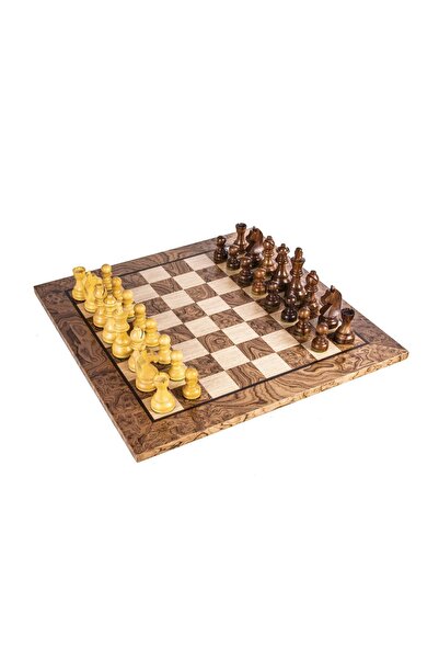 Manopoulos Set de șah decorativ – Piese din lemn Staunton și tablă din nuc 40x40