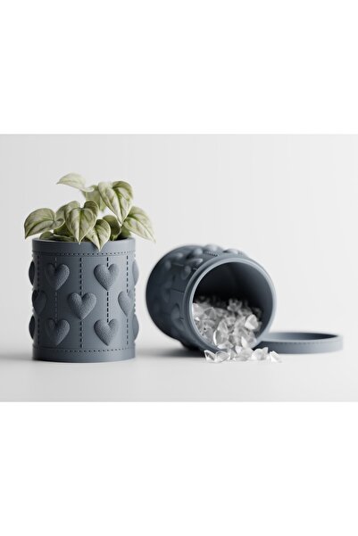 LayerCrew Borcan cu capac-ghiveci Amis 10.5 cm 10.4 cm 10.4 cm Blue Gray