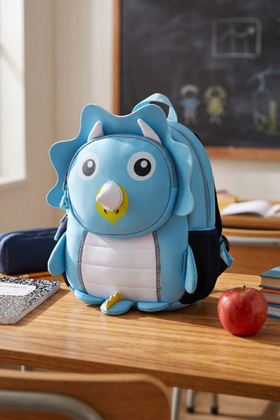 byhakan Vb Owl Figured Children's Kindergarten Bag Nursery Bag Blue
