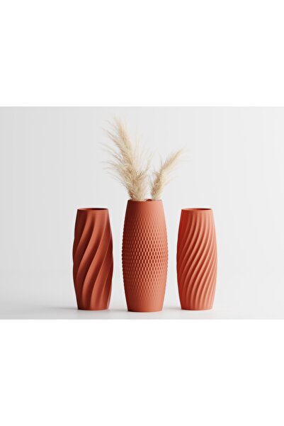 LayerCrew Set 3 vaze Aura 16 cm 6.6 cm 6.6 cm Muted Red