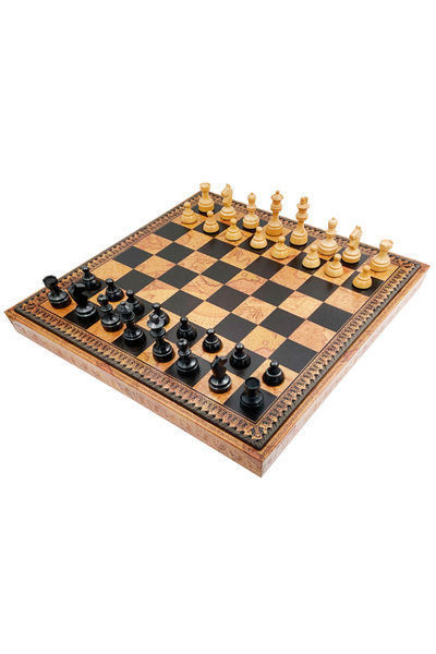 İTALFAMA Set 3-în-1: Șah, Dame, Table - Tablă din piele 48cm, Rege 8cm