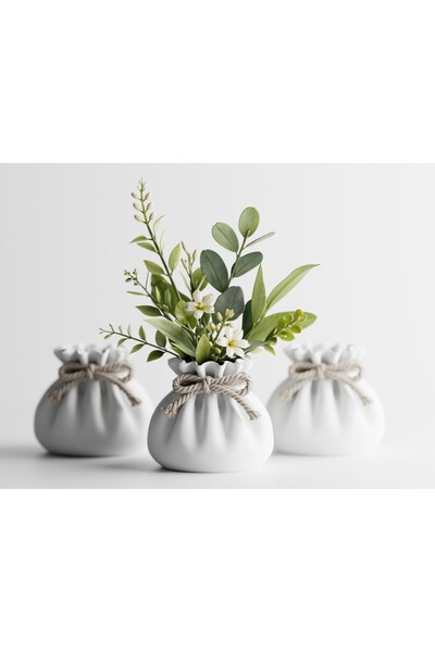 LayerCrew Vază decorativă Lazora 13.6 cm 12 cm 13.8 cm Ivory White