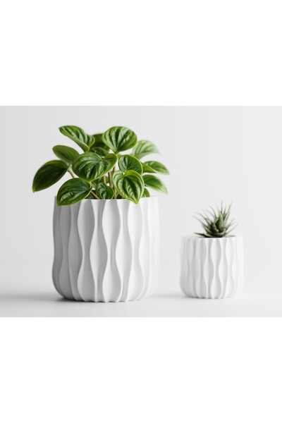 LayerCrew Ghiveci decorativ Modu 15.3 cm 16.3 cm 16.4 cm Ivory White