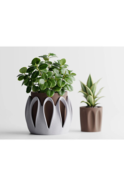 LayerCrew Ghiveci decorativ Nidoris 7.9 cm 14 cm 10 cm Marble Dark Brown