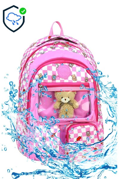 miço kids Water Resistant Checkerboard Pattern Plush Teddy Bear Charm Ergonom...