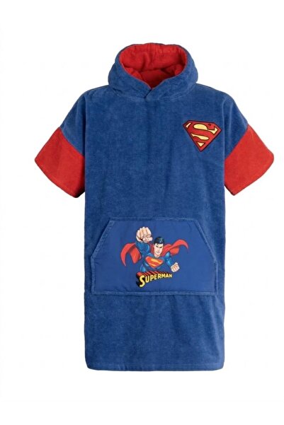 Genel Markalar Çocuk Superman Havlu Panço - Bornoz %100 Pamuk