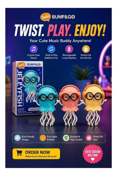 Generic Twist Bump & Go Dancing Jellyfish Toy with Music & LED Lights, Intera...
