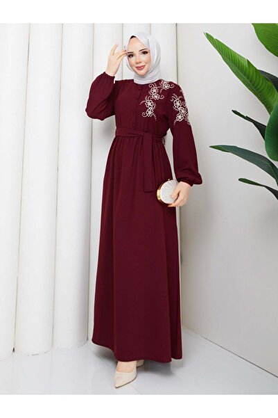 moda periy ÇİĞDEM ELBİSE BORDO
