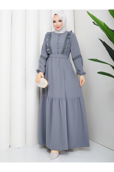 moda periy DAMLA ELBİSE GRİ