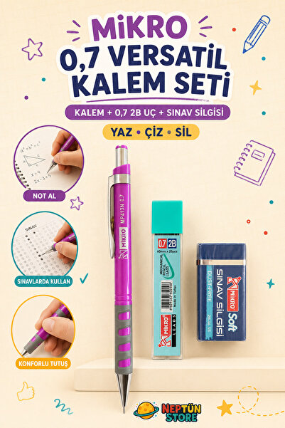neptünstore Mikro Mp413N 0.7 mm Versatil Pencil Set – 2B Pencil Lead and Exam...