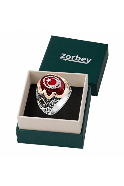 Monarty Zorbey 925 Ayar Gümüş Erkek Türk Bayrağı Yüzük