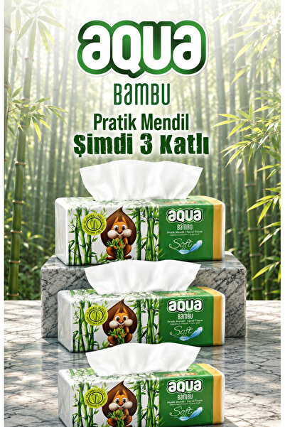 Aqua Bambu Pratik Mendil 150 Yaprak 3 Adet