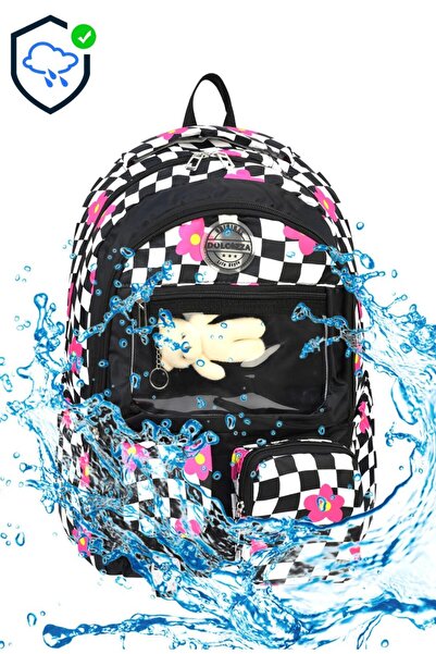 miço kids Water Resistant Checkerboard Pattern Plush Teddy Bear Charm Ergonom...