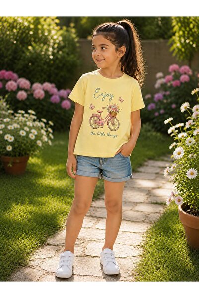 tatlıcottonkids Girls' Cotton Printed T-Shirt