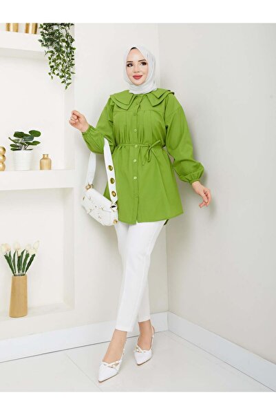 moda periy BEBE YAKA YAĞ YEŞİLİ TUNİK