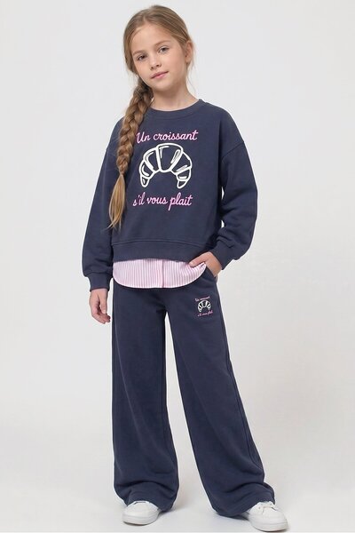 Dmb Girl's Printed Sweatshirt and Wide-Leg Sweatpants Set