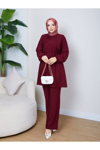 moda periy NİLDA İKİLİ TAKIM BORDO