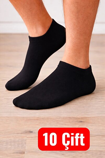 mod101 10 Çift Ekonomik Paket Patik Çorap Siyah Patik Çorap Düz Çorap