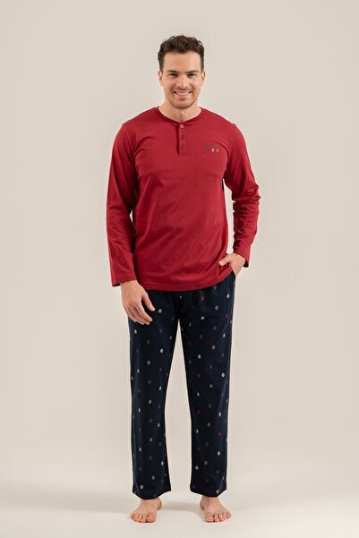 Arnetta Men's Long Sleeve Front Buttoned Cotton Pajama Set (with Socks as a G...