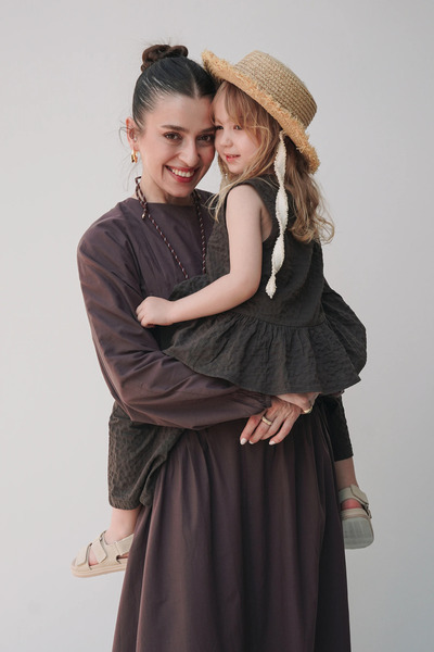 Mioma Kids Buttoned Front Ruffled Blouse Bitter Brown